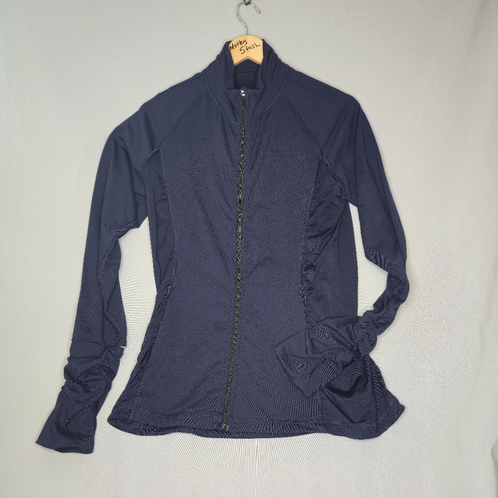 Victoria Secret Sports (VSX) Full Front Zip Jacket With Ruched Sleeves Size L